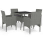 JUNG Vida 5-tlg. Garten-Essgruppe Grau Poly Rattan und Glas