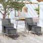 JUNG Vida 5-tlg. Garten-Bistro-Set Poly Rattan und Hartglas Grau