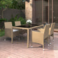 JUNG Vida 5-tlg. Garten-Essgruppe Poly Rattan und Hartglas Beige