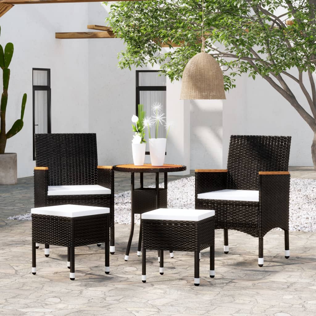 JUNG Vida 5-tlg. Garten-Lounge-Set Poly Rattan Schwarz