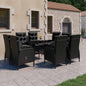 JUNG Vida 9-tlg. Garten-Essgruppe Poly Rattan und Glas Schwarz