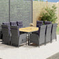 JUNG Vida 11-tlg. Garten-Essgruppe Poly Rattan Grau