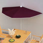 JUNG Vida Halb-Sonnenschirm mit Mast 180x90 cm Bordeauxrot
