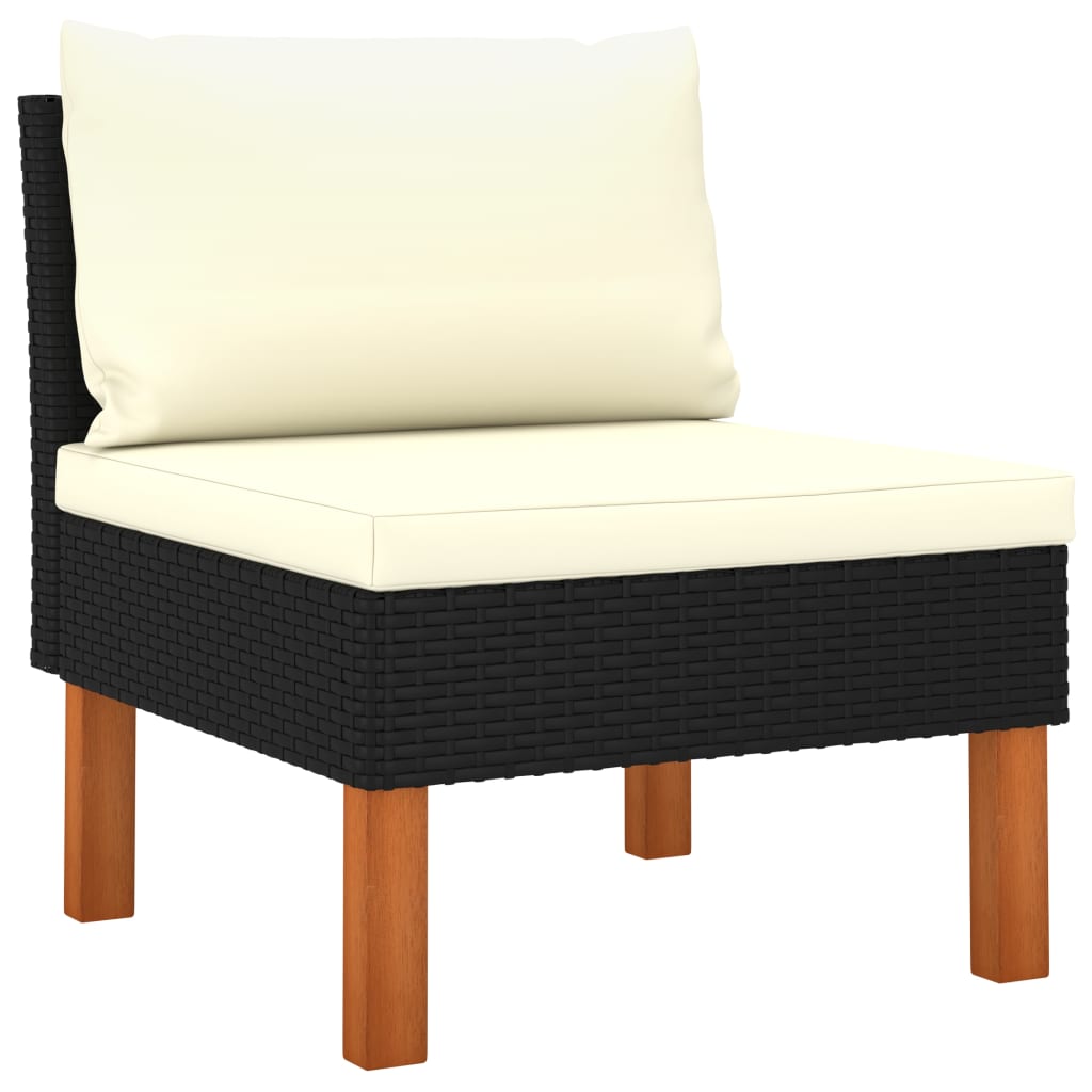 JUNG Vida Mittelsofa Poly Rattan und Eukalyptus Massivholz