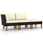 JUNG Vida 3-tlg. Garten-Lounge-Set Poly Rattan und Eukalyptus Massivholz