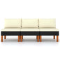 JUNG Vida Mittelsofas 3 Stk. Poly Rattan und Eukalyptus Massivholz