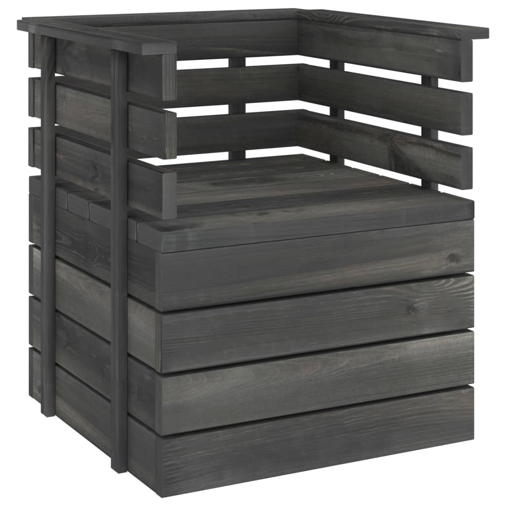 JUNG Vida Gartensessel Massivholz Kiefer Dunkelgrau