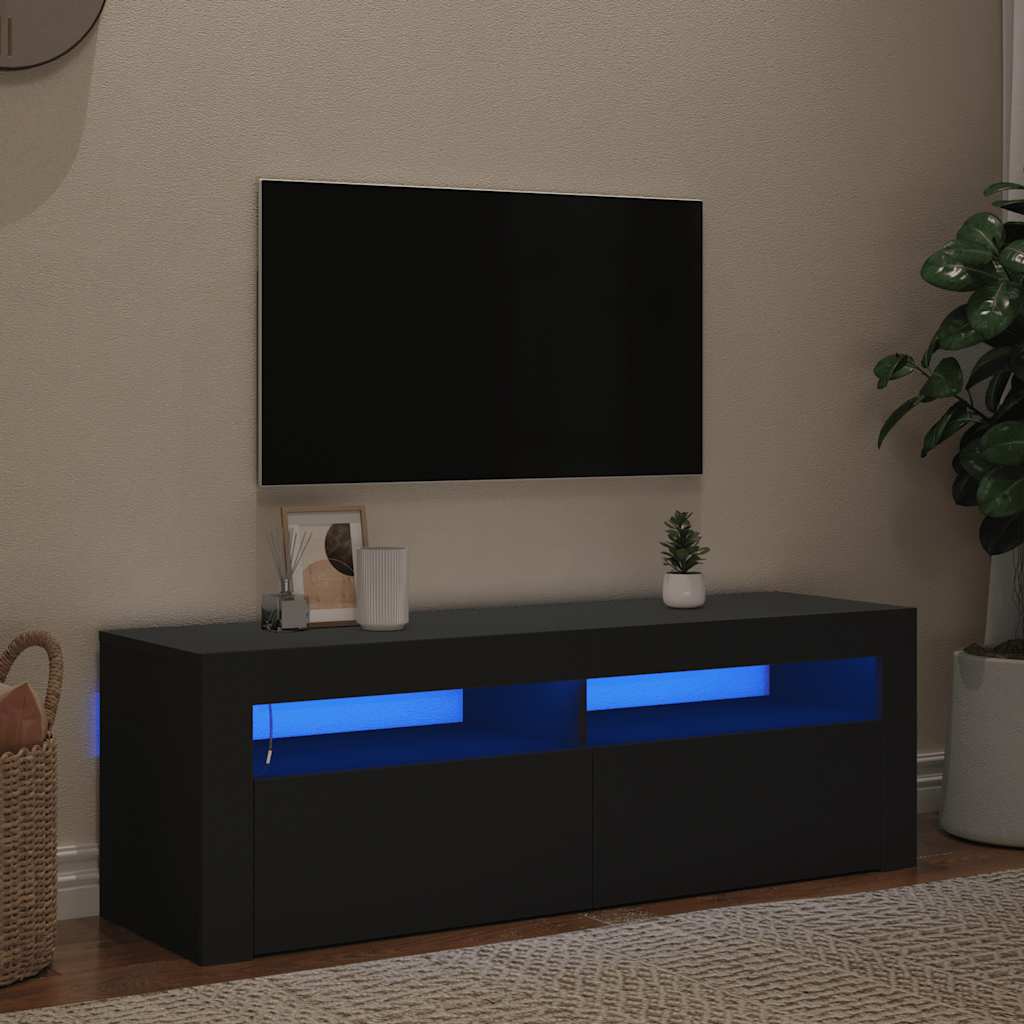 JUNG Vida TV-Schrank mit LED-Leuchten Schwarz 120x35x40 cm
