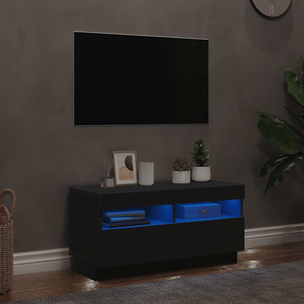JUNG Vida TV-Schrank mit LED-Leuchten Schwarz 80x35x40 cm