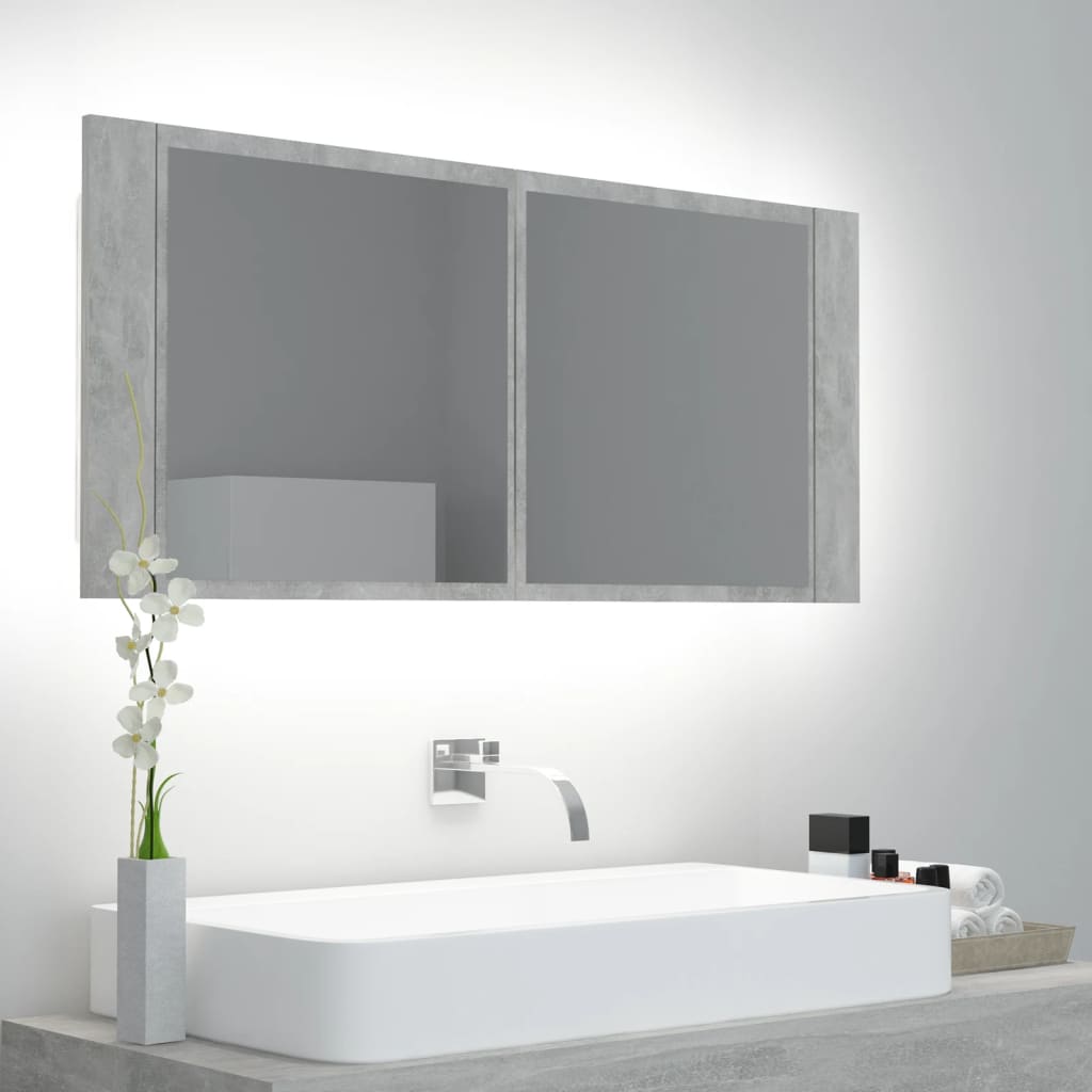 JUNG Vida LED-Bad-Spiegelschrank Betongrau 100x12x45 cm Acryl