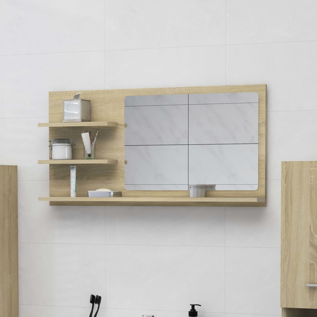 JUNG Vida Badspiegel Sonoma-Eiche 90x10,5x45 cm Holzwerkstoff