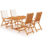 JUNG Vida 5-tlg. Garten-Essgruppe mit Kissen Massivholz Teak