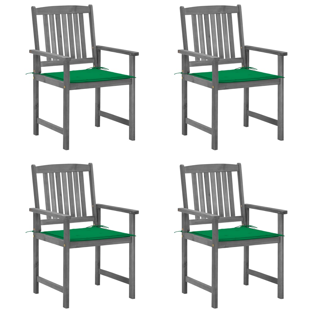 JUNG Vida Gartenstühle mit Kissen 4 Stk. Grau Massivholz Akazie