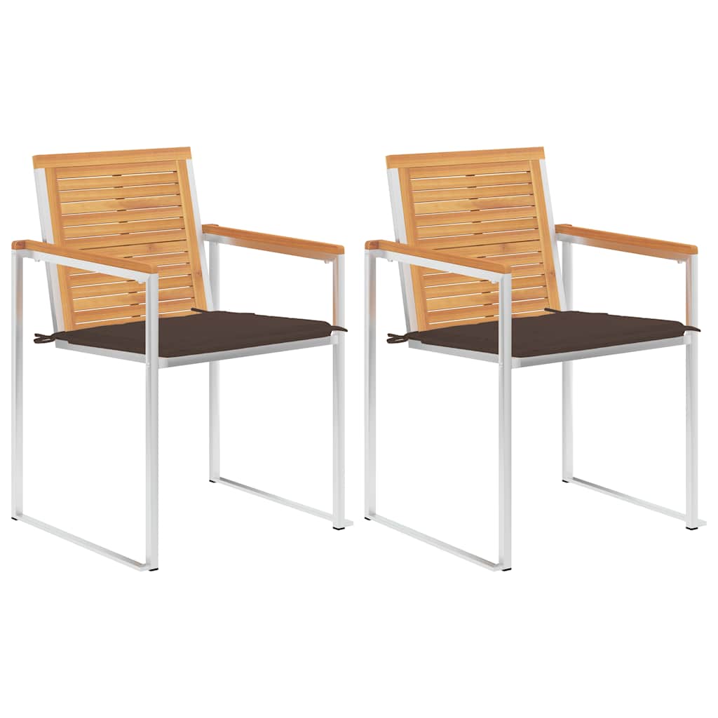 JUNG Vida Gartenstühle mit Kissen 2 Stk. Massivholz Teak und Stahl