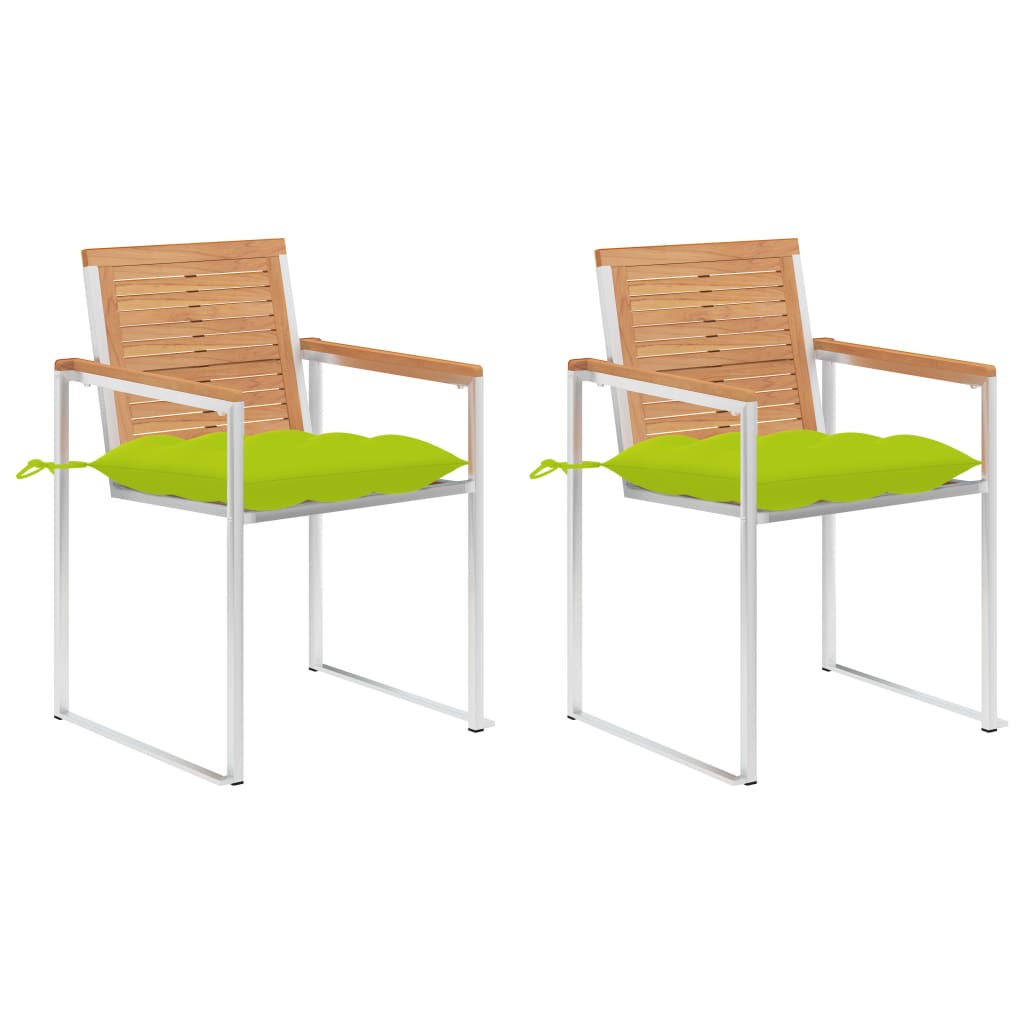 JUNG Vida Gartenstühle mit Kissen 2 Stk. Massivholz Teak und Stahl