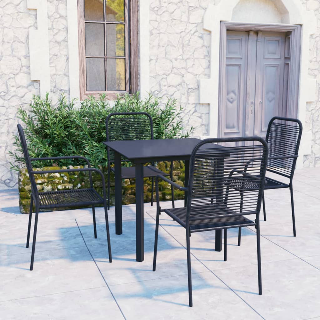 JUNG Vida 5-tlg. Garten-Essgruppe Schwarz Glas und Stahl