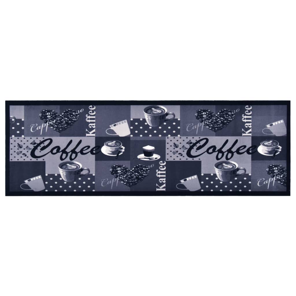 JUNG Vida Küchenteppich Waschbar Kaffee Blau 60x180 cm