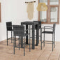 JUNG Vida 5-tlg. Garten-Bar-Set mit Armlehnen Poly Rattan Grau