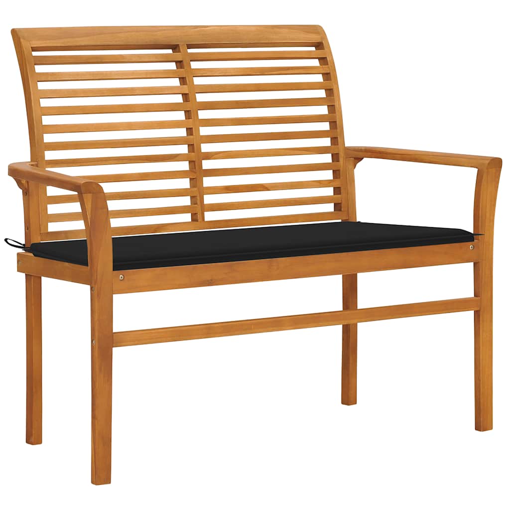JUNG Vida Gartenbank mit Schwarzer Auflage 112 cm Massivholz Teak
