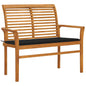 JUNG Vida Gartenbank mit Schwarzer Auflage 112 cm Massivholz Teak