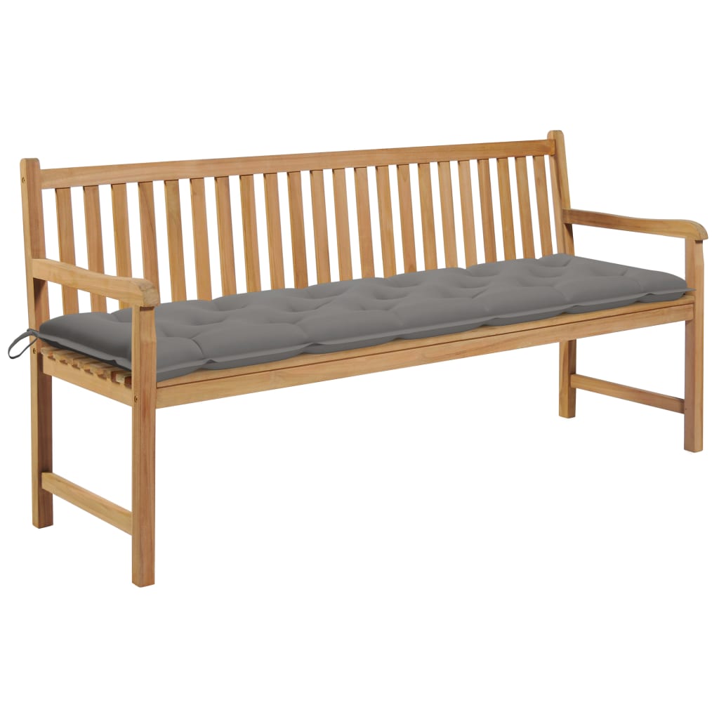 JUNG Vida Gartenbank mit Grauer Auflage 175 cm Massivholz Teak