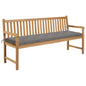 JUNG Vida Gartenbank mit Grauer Auflage 175 cm Massivholz Teak