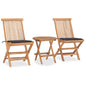 JUNG Vida 3-tlg. Garten-Essgruppe mit Kissen Klappbar Massivholz Teak
