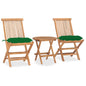 JUNG Vida 3-tlg. Garten-Essgruppe mit Kissen Klappbar Massivholz Teak