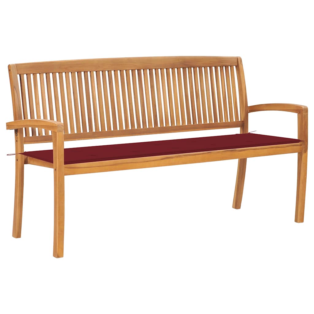 JUNG Vida Stapelbare Gartenbank mit Auflage 159 cm Massivholz Teak