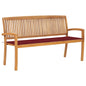 JUNG Vida Stapelbare Gartenbank mit Auflage 159 cm Massivholz Teak