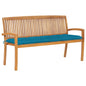 JUNG Vida Stapelbare Gartenbank mit Auflage 159 cm Massivholz Teak