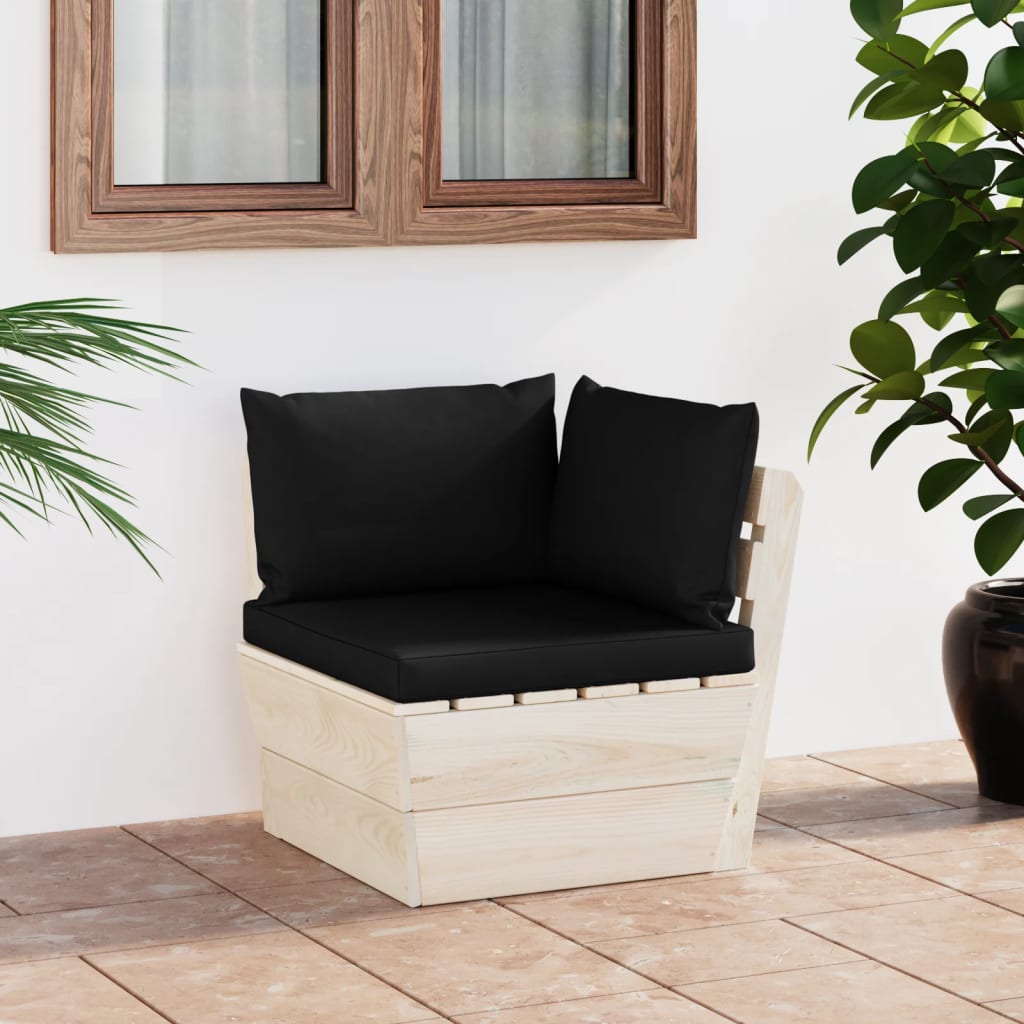 JUNG Vida Garten-Paletten-Ecksofa mit Kissen Imprägniertes Fichtenholz