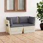 JUNG Vida Garten-Palettensofa 2-Sitzer mit Kissen Fichtenholz