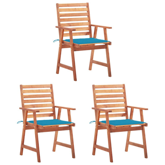 JUNG Vida Garten-Essstühle 3 Stk. mit Kissen Massivholz Akazie