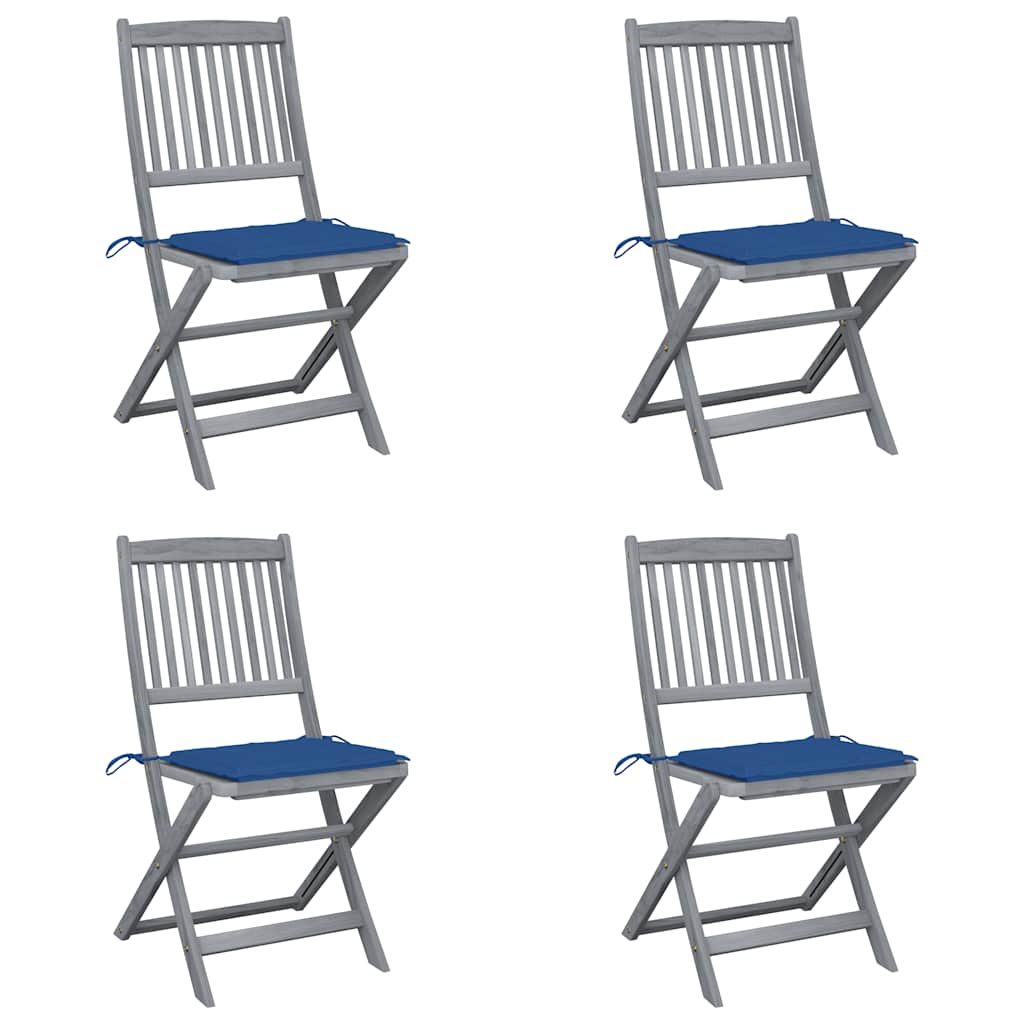 JUNG Vida Klappbare Gartenstühle 4 Stk. mit Kissen Massivholz Akazie