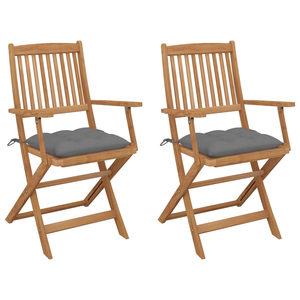JUNG Vida Klappbare Gartenstühle 2 Stk. mit Kissen Massivholz Akazie