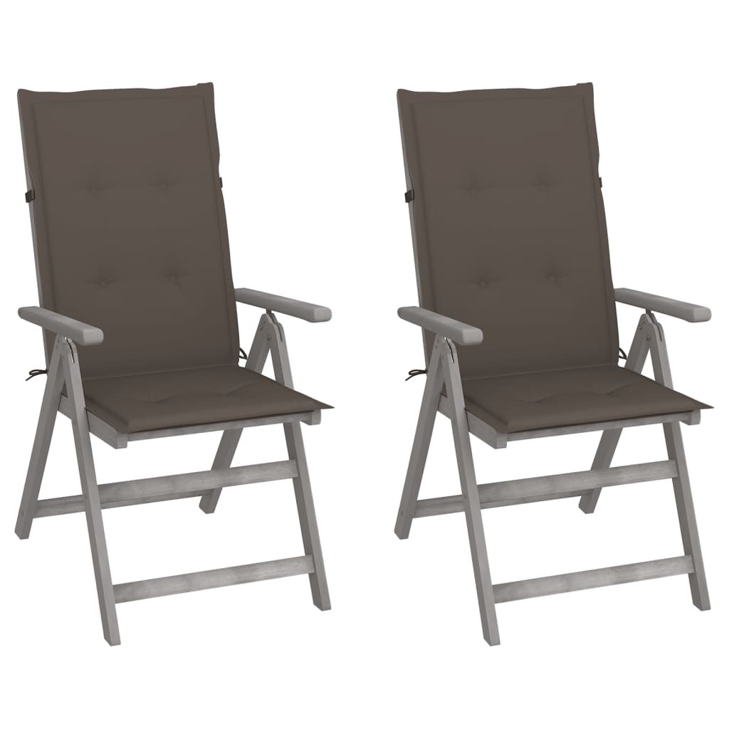 JUNG Vida Verstellbare Gartenstühle 2 Stk. mit Auflagen Massivholz Akazie
