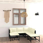 JUNG Vida 7-tlg. Garten-Lounge-Set mit Kissen Poly Rattan Schwarz