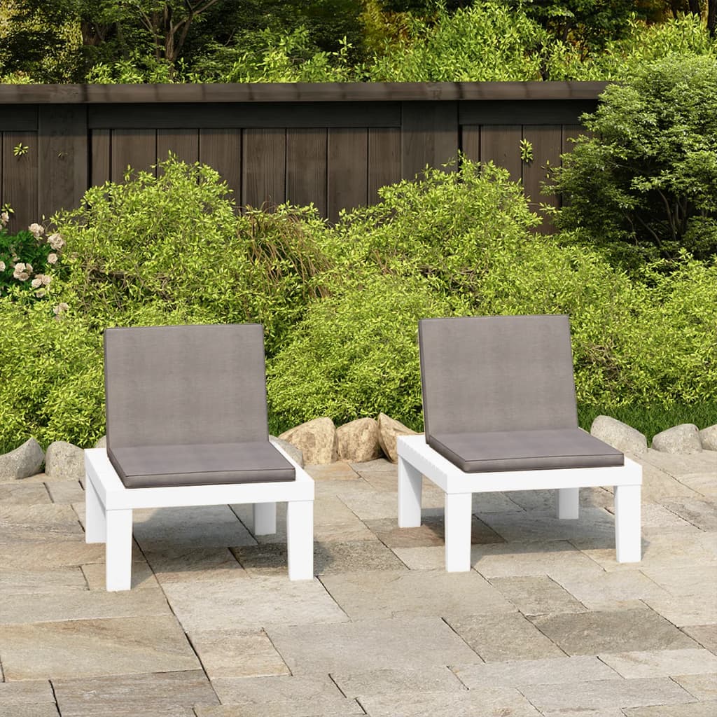 JUNG Vida Gartenstühle mit Auflagen 2 Stk. Kunststoff Weiß