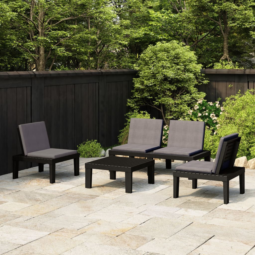 JUNG Vida 4-tlg. Garten-Lounge-Set mit Kissen Kunststoff Grau