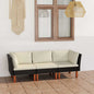 JUNG Vida 3-Sitzer-Gartensofa mit Kissen Schwarz Poly Rattan