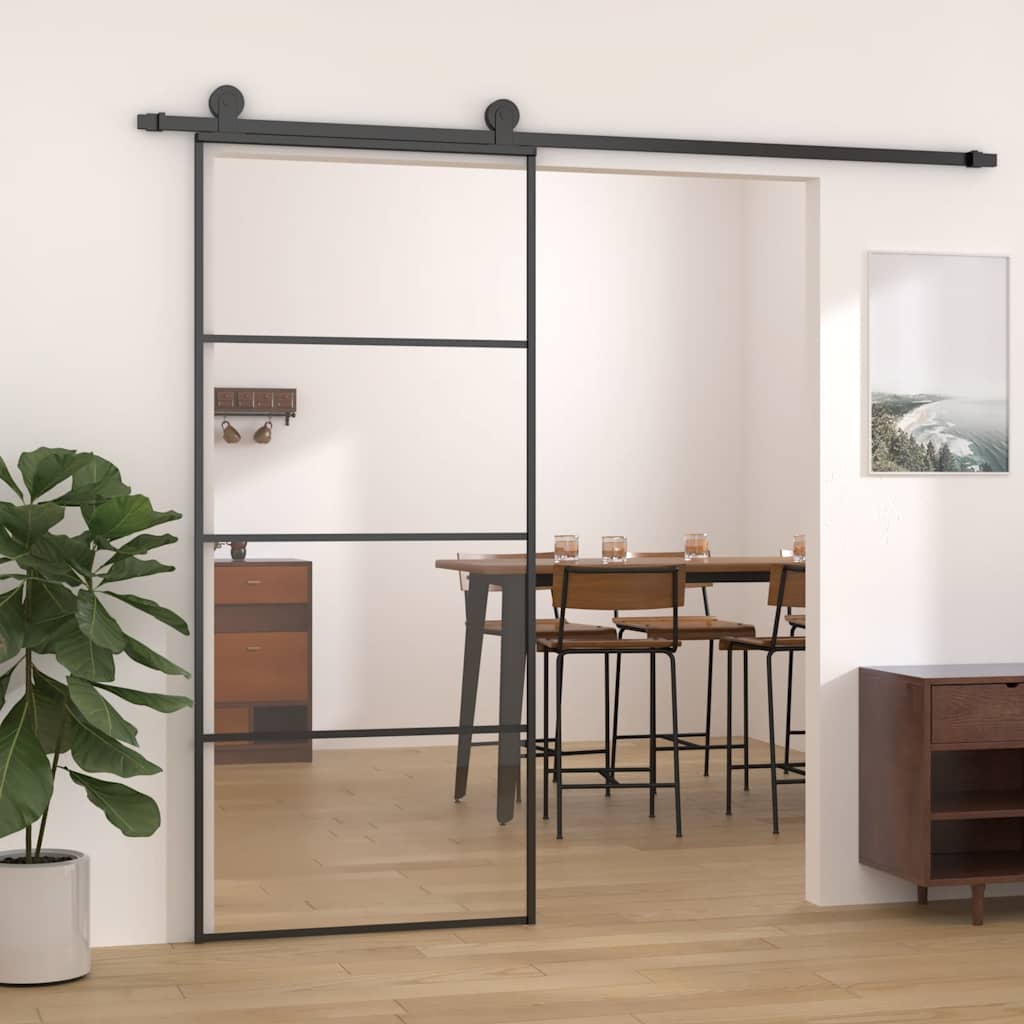 JUNG Vida Schiebetür Aluminium und ESG Glas 90x205 cm Schwarz