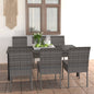JUNG Vida 7-tlg. Garten-Essgruppe Poly Rattan Grau