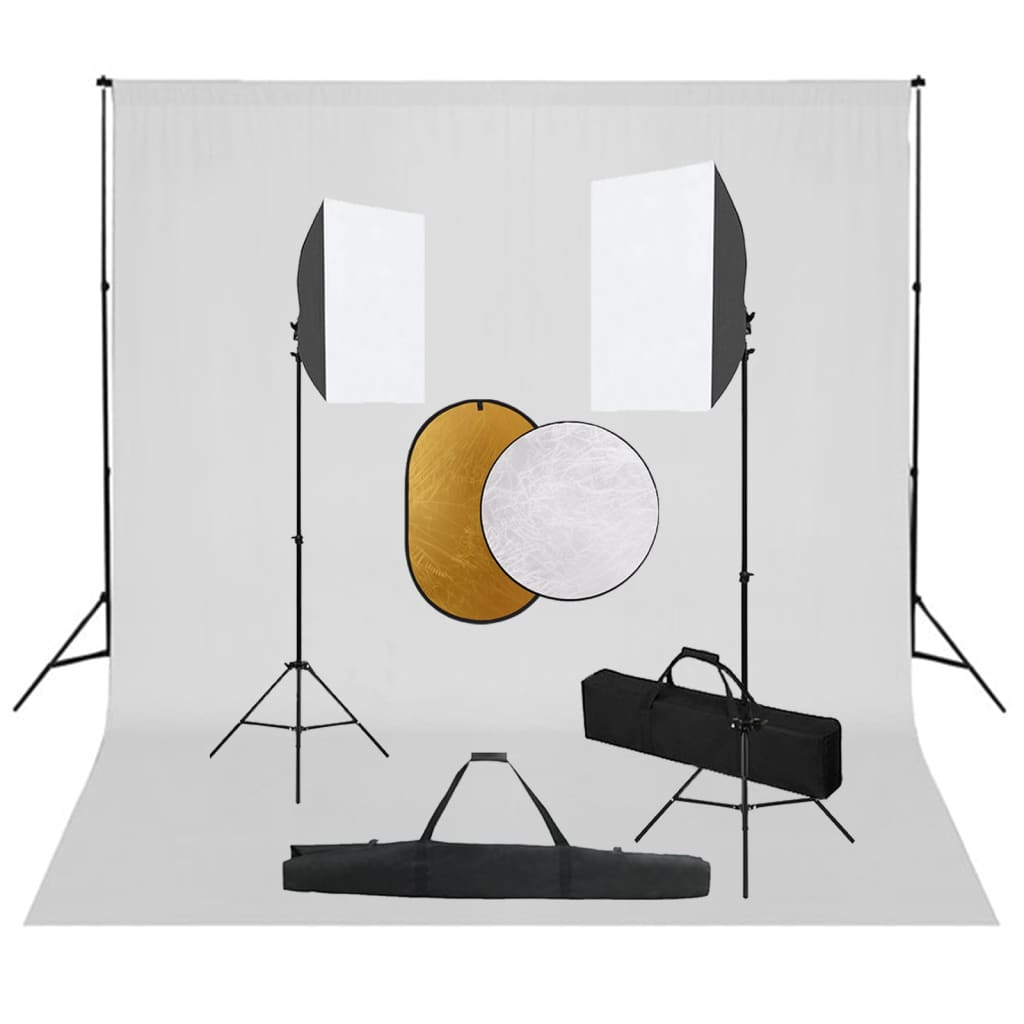 JUNG Vida Fotostudio-Set mit Softboxen, Hintergrundsystem und Reflektor