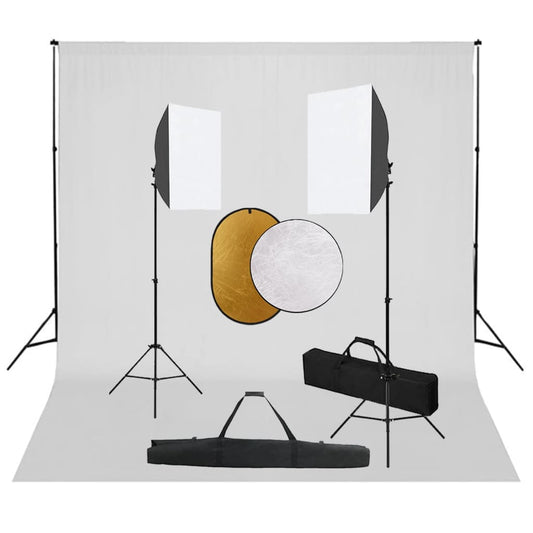 JUNG Vida Fotostudio-Set mit Softboxen, Hintergrundsystem und Reflektor