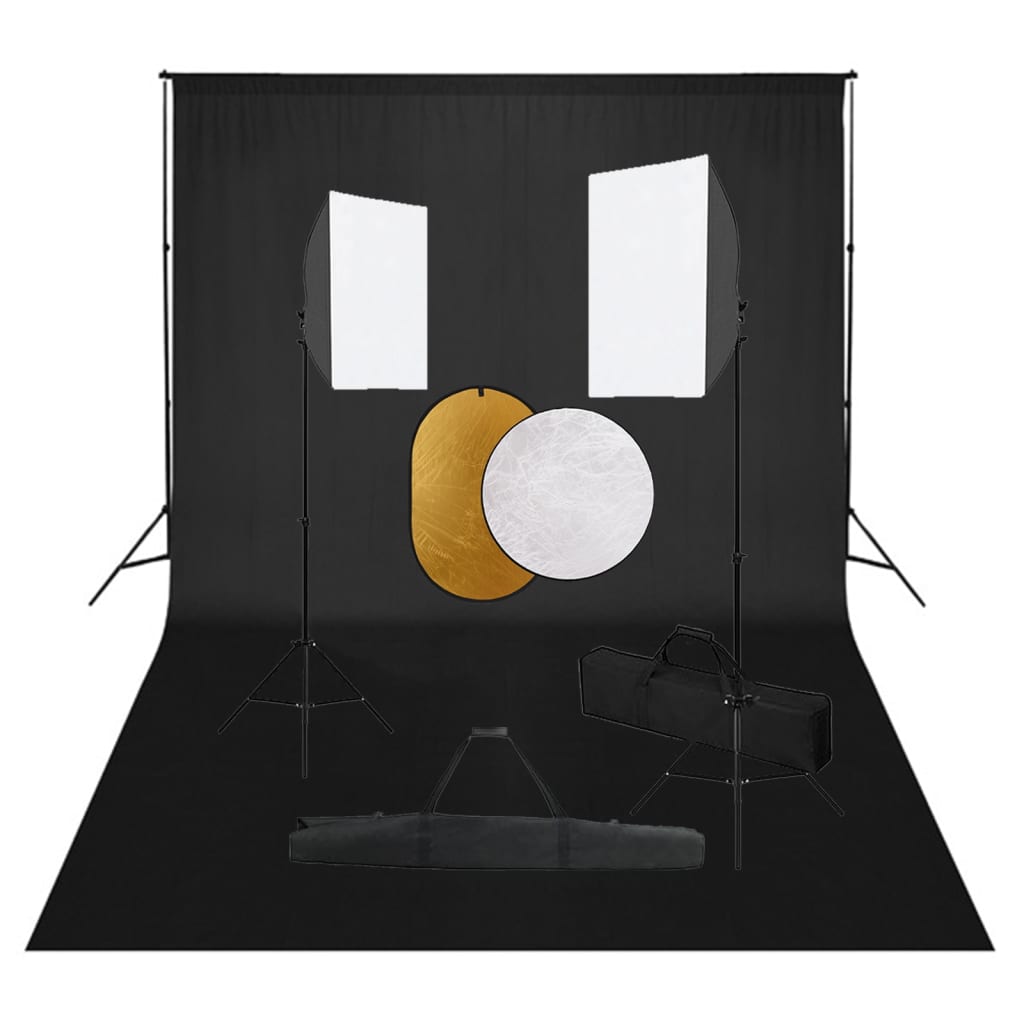 JUNG Vida Fotostudio-Set mit Softboxen, Hintergrundsystem und Reflektor