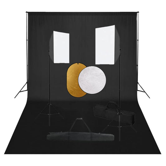 JUNG Vida Fotostudio-Set mit Softboxen, Hintergrundsystem und Reflektor