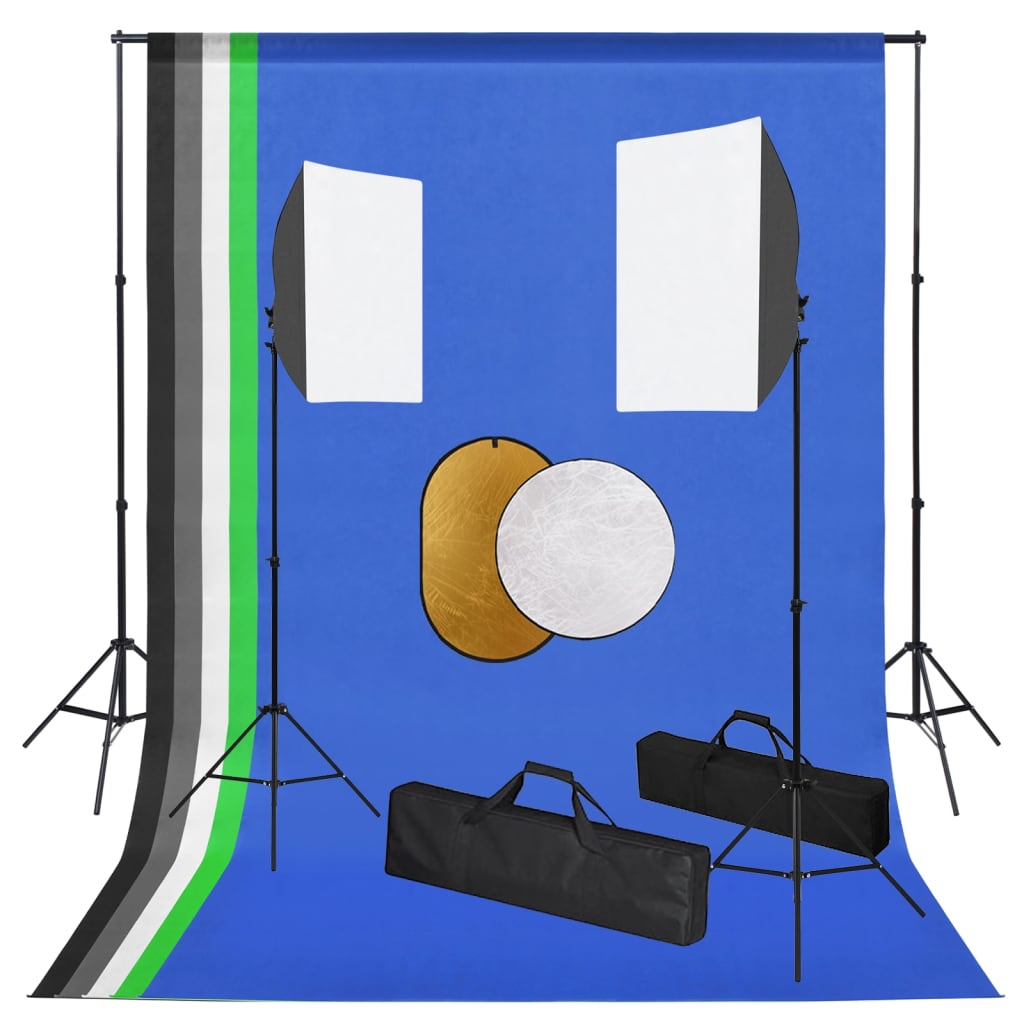 JUNG Vida Fotostudio-Set mit Leuchten, Hintergrundsystem und Reflektor