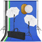 JUNG Vida Fotostudio-Set mit Lampen, Schirmen, Hintergrund, Reflektor