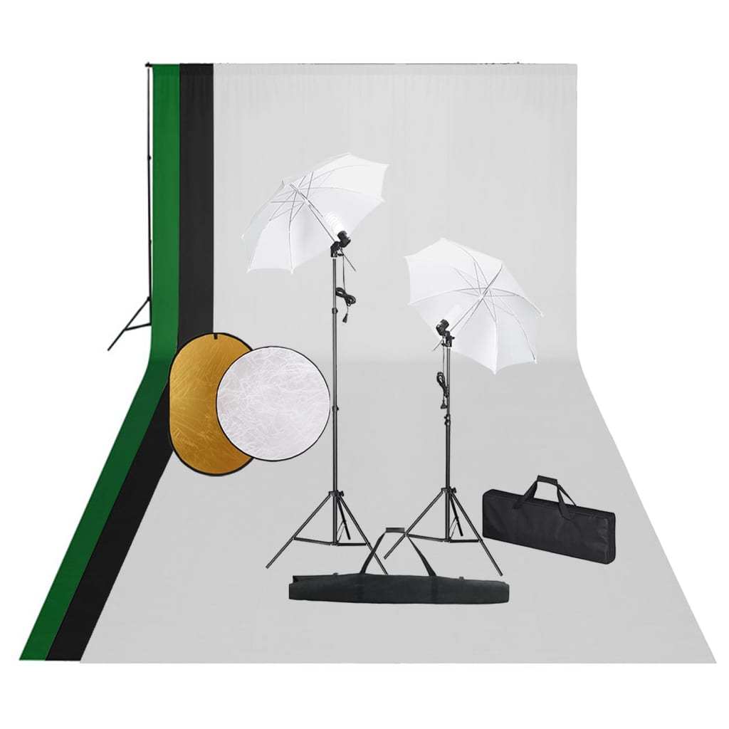 JUNG Vida Fotostudio-Set mit Leuchten, Hintergrund und Reflektor